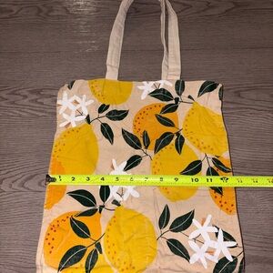 Lemon Print Canvas Tote Bag